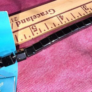 String of VINTAGE Black Rectangular Beads